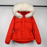 Fur Hooded Coat 90% Duck Down Jacket Women Short Female