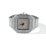 Hip Hop Full Iced Out Full Drill Men Square Watches Stainless Steel