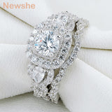 Newshe 2 Pcs Engagement Wedding Ring Set For Women 925 Sterling Silver 2.4Ct Round Pear White Cz Size 4-13