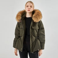 Fur Hooded Coat 90% Duck Down Jacket Women Short Female