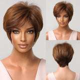 Short Ombre Black Ash Light Blonde White Synthetic Wigs With Bangs For Black Woman Afro