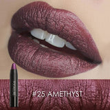 FOCALLURE 27 Color Colorful Lipstick Waterproof Shimmer Matte Metal Style Red Lip Makeup Cosmetic