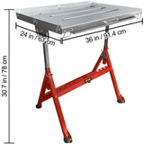 VEVOR Work Bench Steel Folding Welding Table w/ Tray 181Kg Capacity 30x20in 31x23in 36x24in Adjustable Height Tiltable Workbench