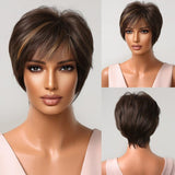 Short Ombre Black Ash Light Blonde White Synthetic Wigs With Bangs For Black Woman Afro