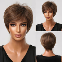 Short Ombre Black Ash Light Blonde White Synthetic Wigs With Bangs For Black Woman Afro