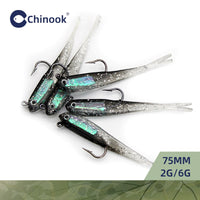 Chinook 5pcs Lure Soft Bait SoftFish Fork Tail with or without Hook Fluke Swimbaits Jerkbaits Silicone Fish Bait Fishing Tackle