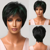 Short Ombre Black Ash Light Blonde White Synthetic Wigs With Bangs For Black Woman Afro