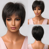 Short Ombre Black Ash Light Blonde White Synthetic Wigs With Bangs For Black Woman Afro