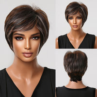 Short Ombre Black Ash Light Blonde White Synthetic Wigs With Bangs For Black Woman Afro