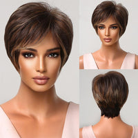 Short Ombre Black Ash Light Blonde White Synthetic Wigs With Bangs For Black Woman Afro