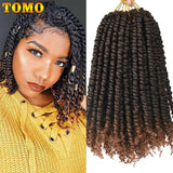 TOMO Bomb Twist Crochet Hair Synthetic 16Roots Spring Twist Pre Looped Crochet Braids Hair Extension Passion Twist for Women