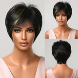 Short Ombre Black Ash Light Blonde White Synthetic Wigs With Bangs For Black Woman Afro