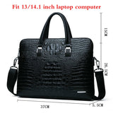 Men Briefcases Leather Handbags Crocodile Pattern Shoulder Bag