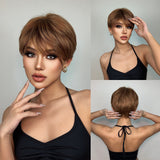 Short Ombre Black Ash Light Blonde White Synthetic Wigs With Bangs For Black Woman Afro