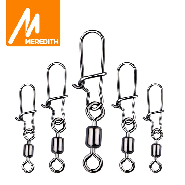 MEREDITH 50PCS  Connector Pin Bearing Rolling Swivel Stainless Steel Snap Fishhook Lure Swivels Tackle