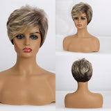 Short Ombre Black Ash Light Blonde White Synthetic Wigs With Bangs For Black Woman Afro