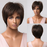 Short Ombre Black Ash Light Blonde White Synthetic Wigs With Bangs For Black Woman Afro