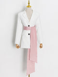 TWOTWINSTYLE Color block Casual Coat Notched Sleeve Patchwork Diamond Slim Female Blazer