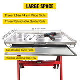 VEVOR Work Bench Steel Folding Welding Table w/ Tray 181Kg Capacity 30x20in 31x23in 36x24in Adjustable Height Tiltable Workbench