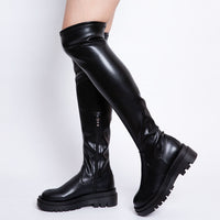 Thigh High Boots Fashion Slim Chunky Heels Over The Knee Boots Women Party Shoes