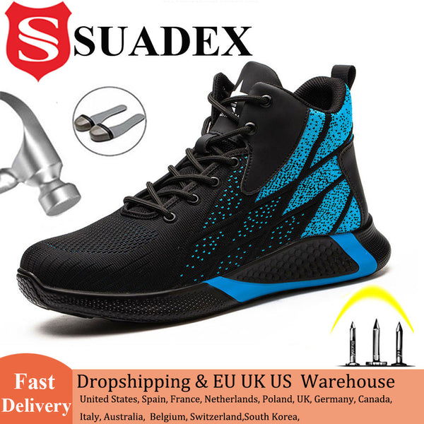 SUADEX Work Boots Safety Steel Toe Shoes Men Breathable Sneakers