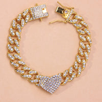 Crystal Heart-Shaped Anklet for Women Bracelet Men Miami Cuban Link Anklet Chunky Foot Chain Iced Out