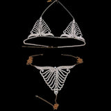 Sexy Crystal Body Harness Chain Bra and Thong Jewelry for Women Rhinestone Bikini Set Underwear Body Jewelry