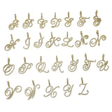 A-Z Cursive Letter Pendant Iced Out Cuban Necklace for Women