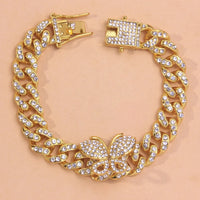 Crystal Heart-Shaped Anklet for Women Bracelet Men Miami Cuban Link Anklet Chunky Foot Chain Iced Out